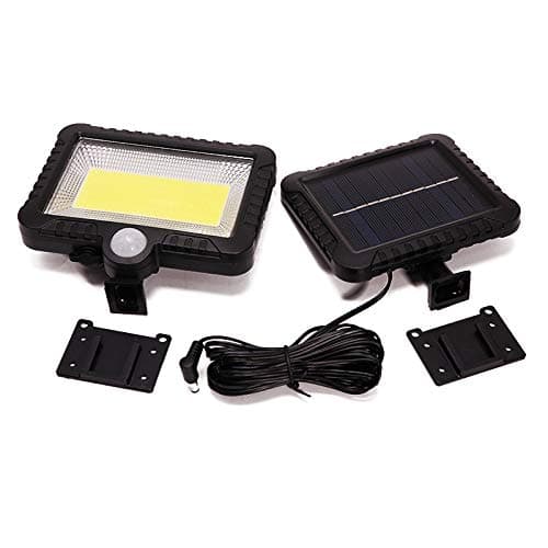 GULEHAY 100 LED Solar Lights with Motion Sensor, 30W 600LM Outdoor Security Flood Lights, IP65 Waterproof & 5M Connection Cable, COB Solar Wall Lights for Garden, Garage, Pathway