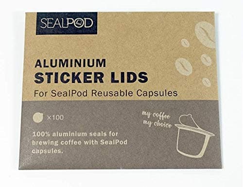 Sealpod Espresso Lids for Nespresso Compatible Reusable Capsules - Foil Seals: Seal Your Capsules with our sticker lids. New Generation and New ECO-Friendly Packaging (100/package)