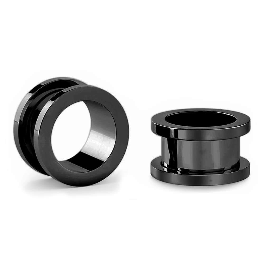 Jewel Barrel Pair Flesh Tunnels 2pcs Ear Stretcher Expanders Double Flared Screw Fit Piercing Surgical Steel 1.6mm - 20mm Silver Black Rose Gold Rainbow Blue