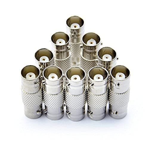 Sr Vision 10 Pieces BNC Female to Female Inline Coupler Coaxial Connector Extender for RG6 RG59 Video Line - CCTV Camera Adapter - Red