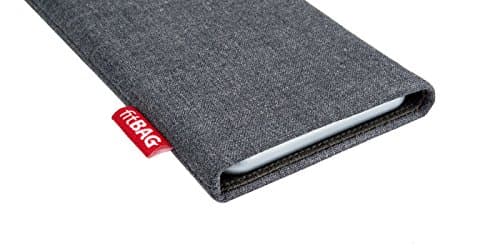 fitBAG Jive Gray Custom Tailored Sleeve for Nokia 6700 Classic. Fine Suit Fabric Pouch with Integrated Microfibre Lining for Display Cleaning