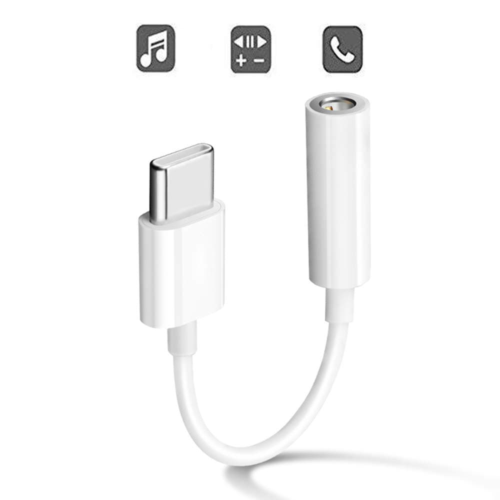 Labobbon USB-C to 3.5 mm Headphone Jack Adapter, USB Type C Audio Aux Adapter Converter for iPad Pro/Google Pixel/Pixel 2/2XL/3/Huawei/Samsung/Moto Z/Z2 OnePlus and More (White)