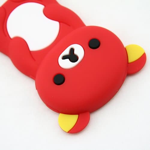 3D Cute Bear Silicone Skin Case Cover for Apple iPod Nano 7th Generation 7G - Red