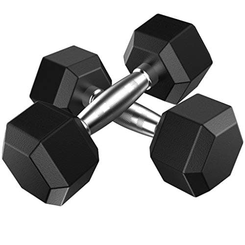 Fiudx Dumbbell,Barbell Set of 2 Hex Rubber Dumbbell with Metal Handles Pair of 2 Heavy Dumbbells