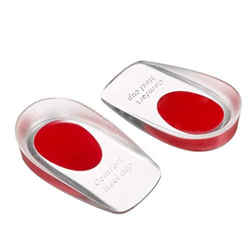 Silicone Gel Heel Cups, Shoe Inserts Silica Gel Pads Insole for Plantar Fasciitis, Bone Spurs Pain Relief, Sore Heel Pain, Achilles Pain and Foot Care (Red Women's 4.5-8.5)