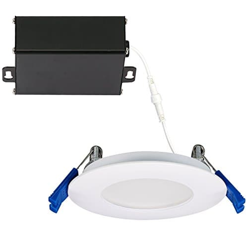 GetInLight Slim Dimmable 3 Inch LED Recessed Lighting, Round Ceiling Panel, Junction Box Included, 4000K(Bright White), 6W, 400lm, White Finished, cETLus Listed, IN-0303-0-WH-40
