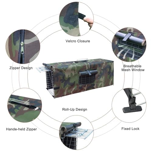 Live Animal Trap Cage Cover, Cage Covers for Small Animal Trap Cage, Feral Cat Trap Covers for 1-Door Humane Animal Trap Cage 32" x 10" x 12"(Camouflage, Only Cover)