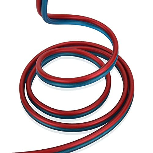 AutCreation Speaker Cable Wire with Banana Plugs,14 AWG HiFi Pure Copper Speaker Wire,99.9% OFC Stranded Copper Wire,Gold Plated Banana Tip Plugs,Red/Blue (1.5M(4.9ft))