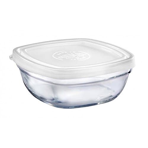 DuralexLYS Freshbox Clear Square Food Storage Box with White Lid, 11-cm (4 1/8 in) – Shock Resistant, Microwave & Dishwasher Safe, Chip Resistant Food Container for Veg, Meats – Made in France