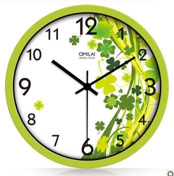 JustNile Gardenesque Round 12-inch Quiet Wall Clock - Lucky Green