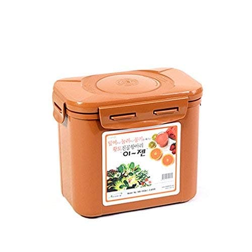 E-Jen Premium Kimchi, Sauerkraut Container Probiotic Fermentation with Inner Vacuum Lid (Earthenware Brown, 0.45 gal/ 1.7L)