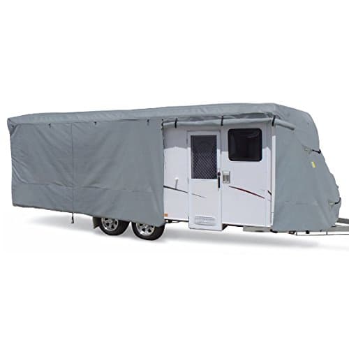 Summates Travel Trailer Cover RV Cover,Color Gray, 4 Layer Polypropylene Fabric for Whole Cover, fits Most Sizes (Fits 22-24ft Travel Trailer, Gray)