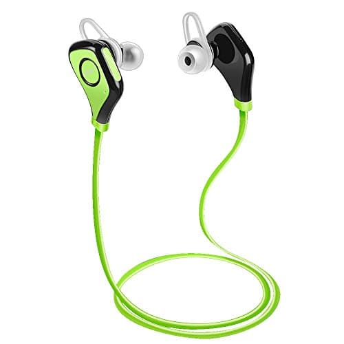 ESRA Wireless Bluetooth Noise Reduction Sweat proof Running Stereo Headphone with Ear buds for iPhone, Android and Other Bluetooth Enabled Devices (Green)