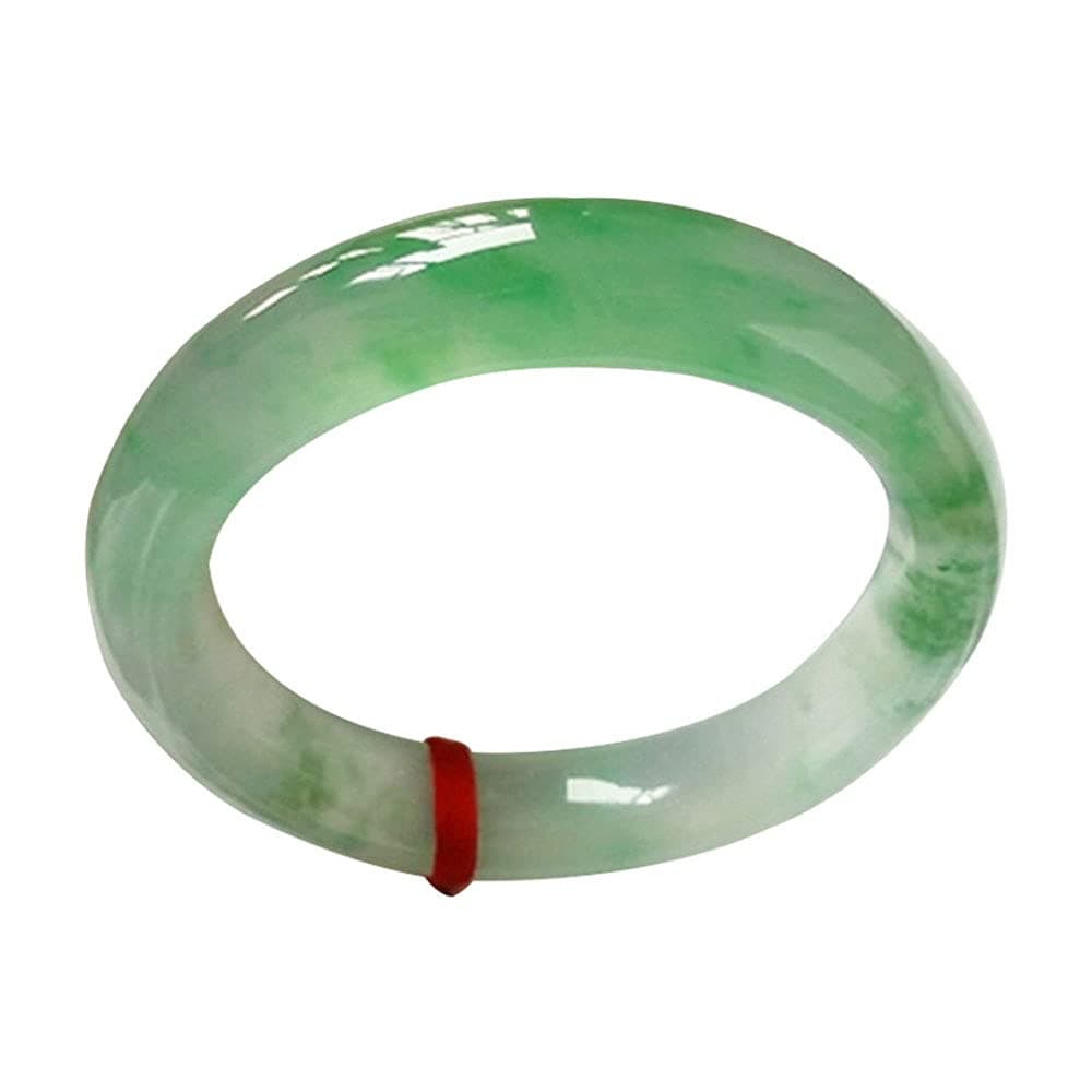 QVQV Jade Bangle Bracelet Ice Planted Hetian Yang Green Floating Flower Jade Bracelet, Circle Jade Bracelet, Girl Model with Certificate and Gift Box