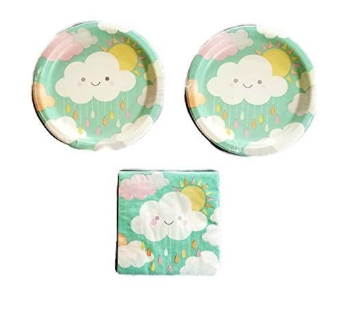 Sunshine Baby Shower With Clouds 9" Plates (16) Napkins (16)