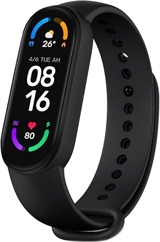 dba XiaoMi Mi Smart Band 6, 40 percent Larger 1.54 inch AMOLED Tempered Glass Touchscreen, 30 Activities Fitness Tracker Band, English, Spanish Language Pack Global, Black, Small