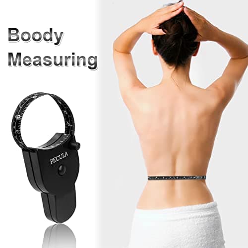 PECULA Body Measuring Tape 60 inch with Lock Pin and Push Button Retract, Black