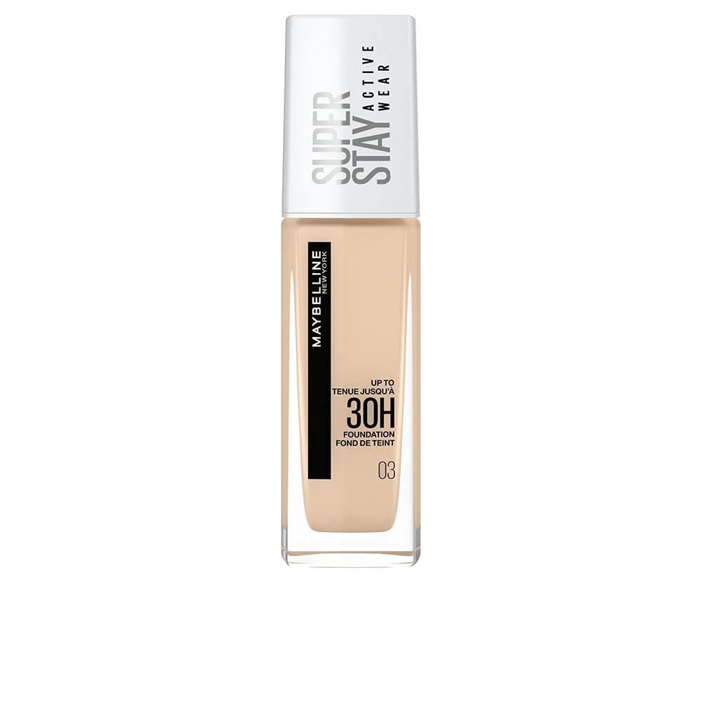New York Super Stay Active Wear, waterproof foundation with high coverage, long-lasting facial make-up, colour: No. 3 True Ivory (Light), 1 x 30 ml