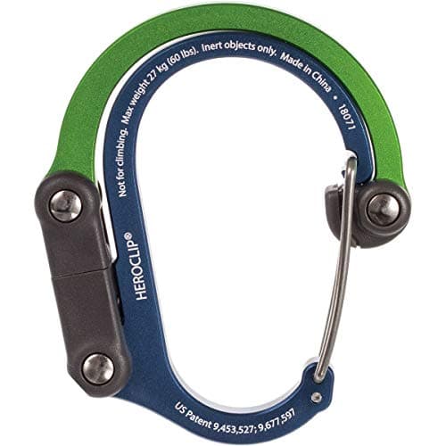 HEROCLIP Hybrid Gear Clip - (Medium) Carabiner Rotating Hook Clip Non-Locking Strong Clips for Camping Fishing Hiking Travel Backpack Outdoor Aluminum D Ring Hooks