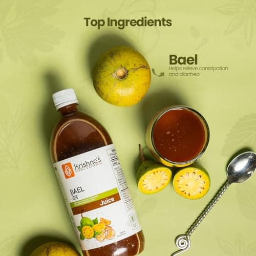 KRISHNA'S HERBAL & AYURVEDA Bael Juice- 500 Ml Concentrate | Sugar Free Beal Juice For Healthy Gut Health, Bel Swaras With No Added Color Or Flavour