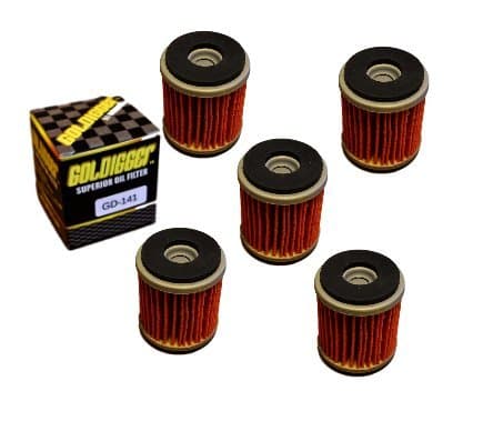 GOLDIGGER After Market HF141 & KN-141 Replacement Oil Filter Motorcycle/Dirt Bike/ATV Fit Yamaha YZ250F YBR250 YZ450F WR250F WR450F YFM250R WR250X XT250 YFZ450 YFZ450R YFZ450W YFZ450X YZ250F (5 Pack)