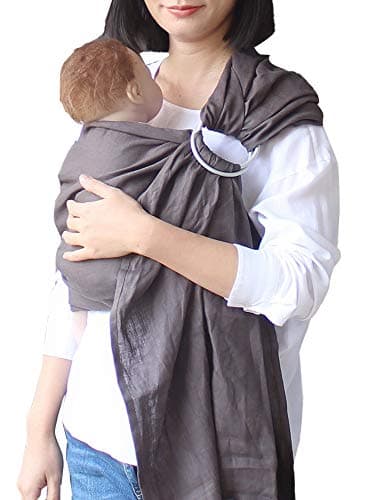 Baby Ring Sling Baby Carrier, Extra Soft Baby Sling Carrier for Newborn to Toddler, Lightweight Breathable Adjustable Baby Wrap Sling, Dark Grey
