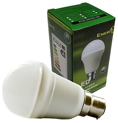 EnergyBrite, Dimmable 7w B22 Cap LED Bulb, Ceramic Globe Shape, Samsung LED Chips, Warm White 3000K, Energy Saving [Energy Class A]