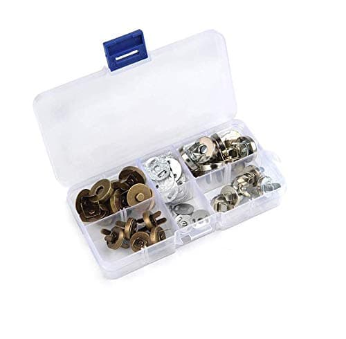 Valeny Magnetic Snaps Buttons 14/18mm 20 Sets Fast Clasps Fasteners for Purses Handbag with Storage Box