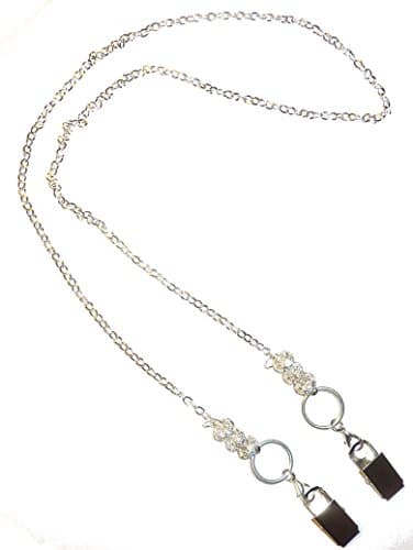 Hidden Hollow Beads, Chain BLING Style Fashion Beaded Lanyard, 34" Women's Jewelry Lanyard Id Badge Holder, for Keys