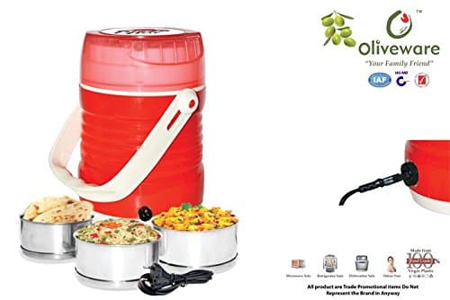 Oliveware Innovative Electric Lunch Box With 3 Stainless Steel Container (LB#6 SS)
