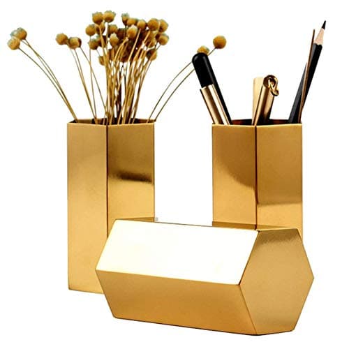 Pencil Holder Gold 2.5" Metal Pencil Cup for Office,Home,School,Makeup Brush Storage 1 Pack