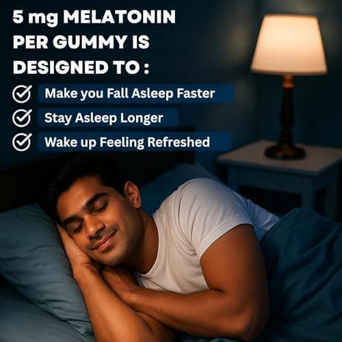Daiko Deep Sleep Melatonin Gummies 5 Mg| Non-Habit Forming Sleep Aid with Chamomile, Valerian & Ashwagandha | Stress & Relaxation Support | Vegan | 30 Gummies