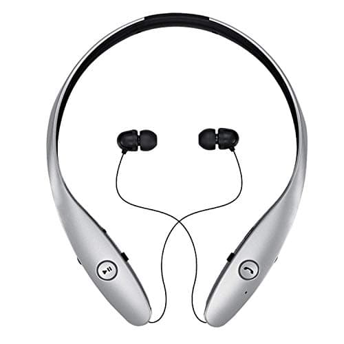 Bluetooth Headphone, Pinachion V4.0 Neckband Sport Headphone w/ Noise Reduction and Stereo Sound Build-in HD Microphone for Cell Phones Smartphones Tablet (V-Silver)