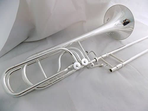 Bb/F/Eb/D Bass Trombones Gold Brass Bell with Case Professional Tuning Trombone Professional Musical Instruments Wholesale (Silver plated)