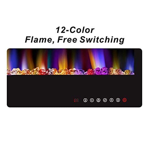 Antarctic Star 50" Recessed Electric Fireplace, Built-in Wall & Wall Mounted Electric Heater, Multicolor Flame & Crystal, 1500W Heater, Touch Screen, Black (50‘’)