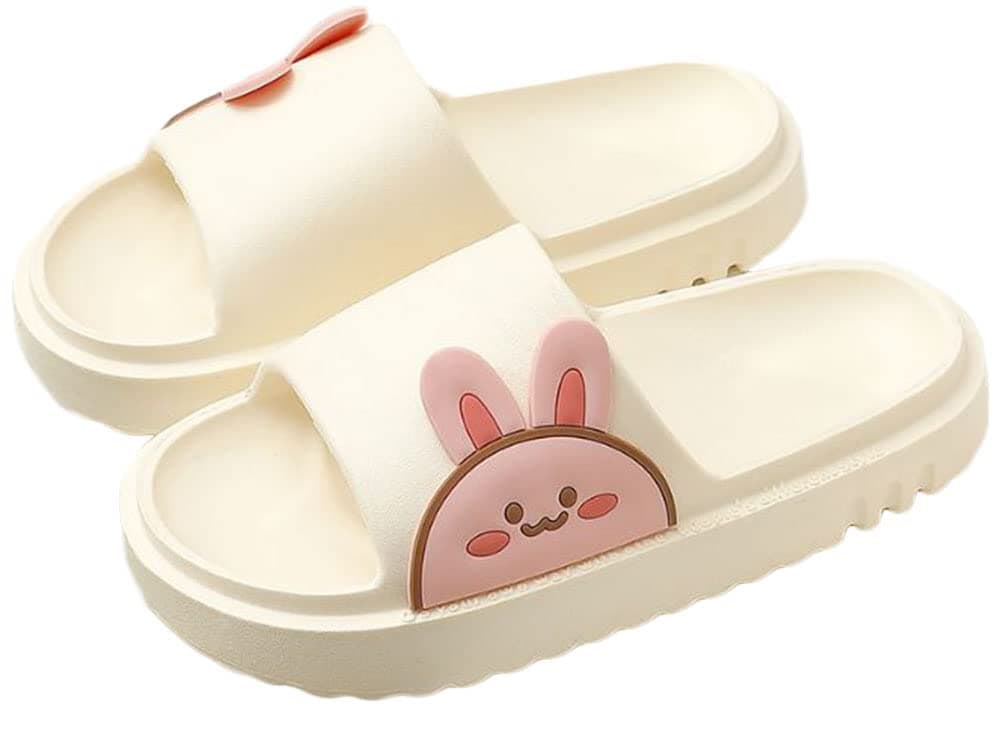 SolyinneWomen's Shower Sandal Open Toe Slippers Cute Rabbit Bunny slippers Slides House Slippers Womens Mens Bath Slippers Quick Drying