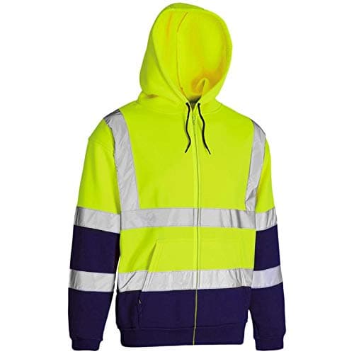 Stylo OnlineHi Vis Viz Hooded Sweatshirt High Visibility Reflective Work Fleece Safety Sweat Shirts Warm Security Jacket Workwear Zip Hoodie Work Wear Hoody Jumper Top Size S-5XL