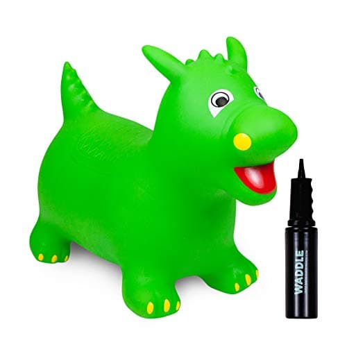 WADDLE Bouncy Hopper Large Inflatable Hopping Animal, Indoors and Outdoors Toy for Toddlers and Kids, Pump Included, Boys and Girls Ages 3 Years and Up (Turquoise Unicorn)