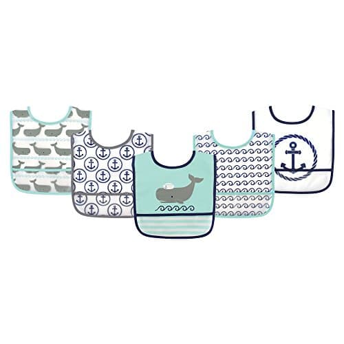Hudson Baby Unisex Baby Waterproof PEVA Bibs, Whale, One Size