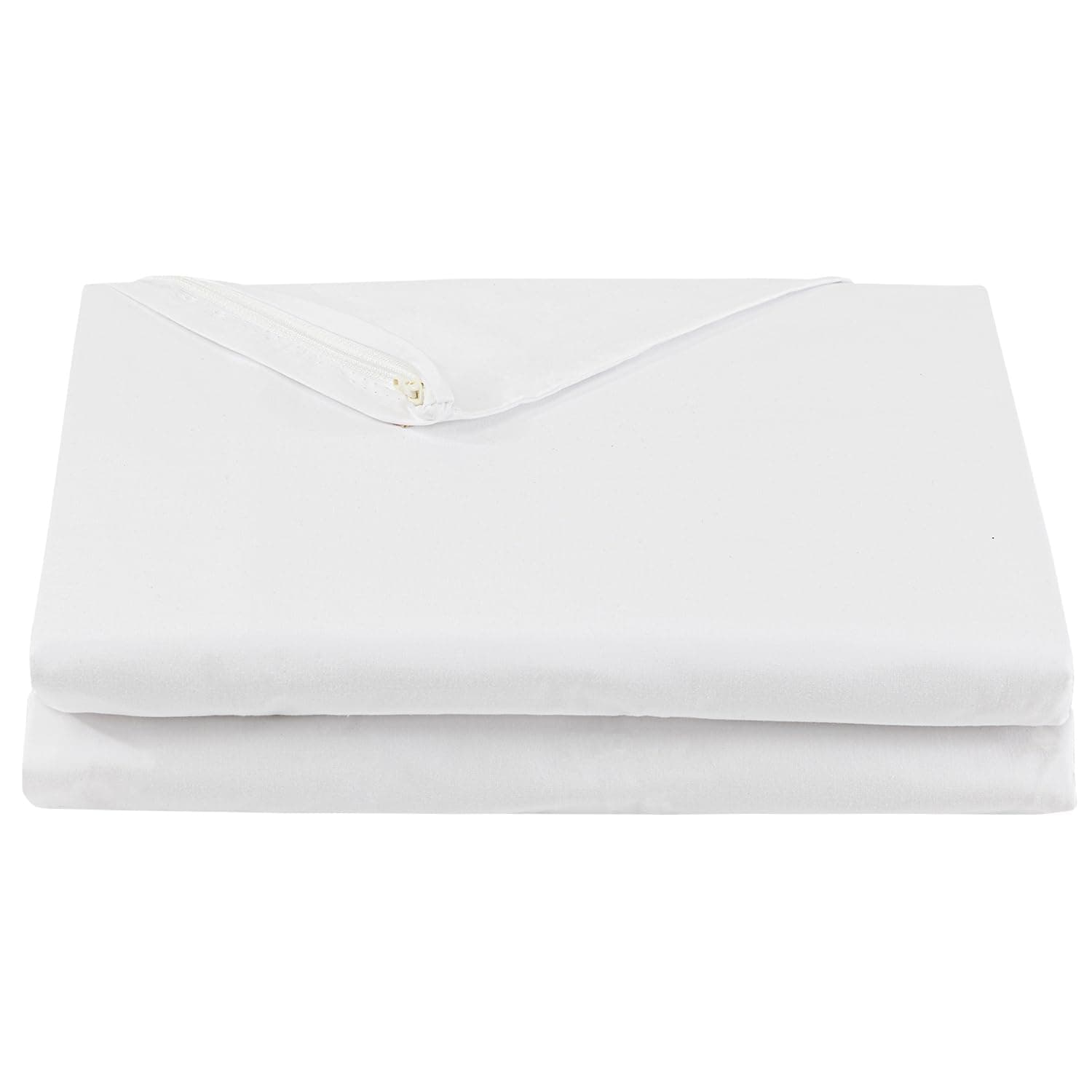 100% Cotton Zippered Futon Cover, Japanese Futon Mattress Cover, Shikibuton, Made in Japan (Twin, Pure White)