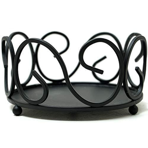 Pillar Candle Holders - Large Round HANDCRAFTED Candlestick Coaster With 4" (10cm) Width & 2 Inch Height, Iron Wire Scroll Stand Adds Elegance to A Room, Home Decor Set & Big Organizer For Tea Lights