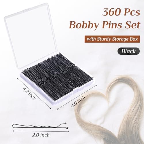 Bobby Pins - 360 Pcs, 2 Inch Premium, Secure Hold, Black Bobby Pins for Kids, Girls & Women