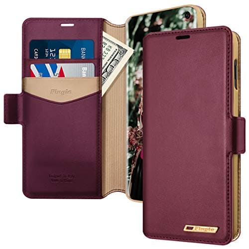 Samsung Galaxy S10E Case, Galaxy S10E Wallet Case, Fingic PU Leather Flip Case with 2 ID & Credit Cards Slots Holder Side Pocket Kickstand Feature Case Cover for Samsung Galaxy S10e 5.8 inch- Wine Red