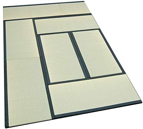 TATAM Tatami Mat Japanese Traditional 1/4 Size (17x34 inch) 7.5 Piece Set Unit Mattress Made in Japan (Black)