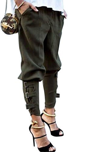 Fensajomon Womens Plus Size Solid Loose Casual Harem Jogger Long Pants Army Green L