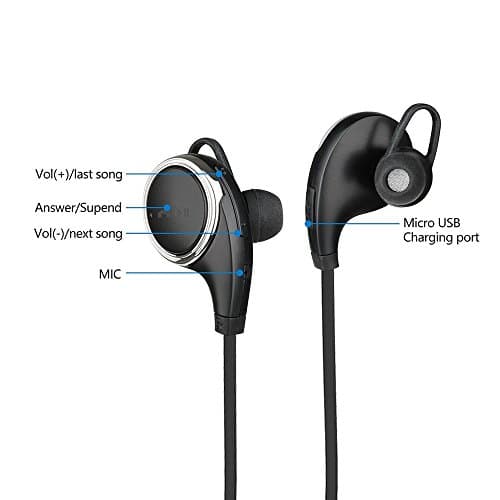 Bluetooth Headphones CSBROTHER Qy8 V4.1 Wireless Stereo Bluetooth Headsets with Mic for running In-Ear Noise Cancelling Sweatproof Sport Earbuds Headphones for iPhone,iPad and Android