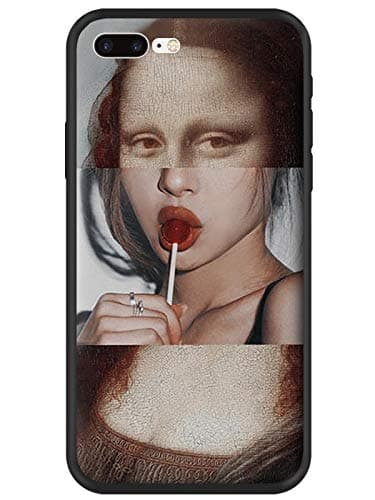 MAYCARI Mona Lisa Funny Spoof Art Phone Case for iPhone XR, Hybrid Hard PC + Soft TPU Bumper Frame [Anti-Scratch] [Anti-Finger] Protective Cover