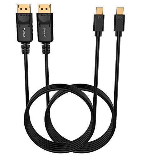 Mini DisplayPort to DP Cable, 6 Feet, 2 Pack, Gold-Plated - 4K@60Hz, 2K@144Hz - Black