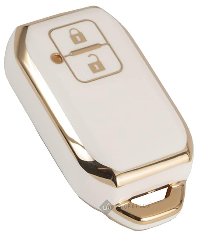 ROYALTECH TPU Key Cover for Suzuki and Toyota Models - Compatible with Baleno, Grand Vitara, XL6, Swift, Brezza, Celerio, Ignis, Ertiga, Dzire, Fronx, Urban Cruiser, Glanza, Hyryder (White)