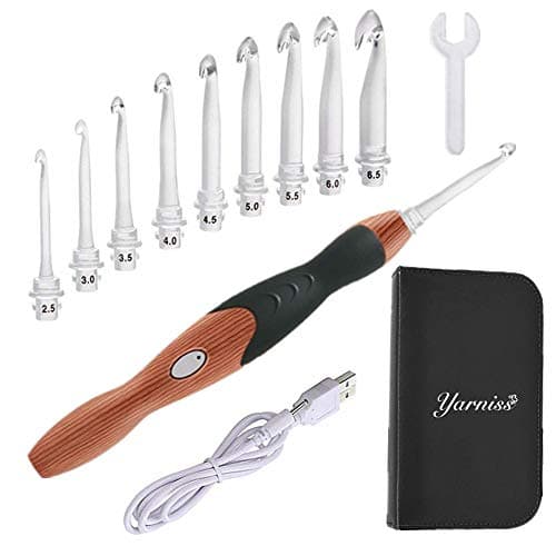 Lighted Crochet Hooks Set,Crochet Hooks with Case Led 9 in 1 Interchangeable Heads Crochet Hook